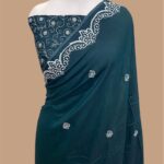 Pure moonga silk handloom banarasi chikankari saree