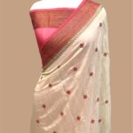Pure moonga silk handloom banarasi handpainted rangkaat saree with chikankari