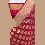 Pure khaddi georgette handloom banarasi bandhani saree