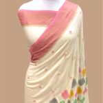 Pure moonga silk handloom banarasi chikankaari rangkaat handpainted saree