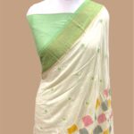 Pure moonga silk handloom banarasi chikankaari handpainted saree