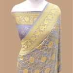 Pure khaddi georgette handloom bandhani banarasi saree