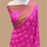 Pure moonga silk handloom banarasi bandhani saree