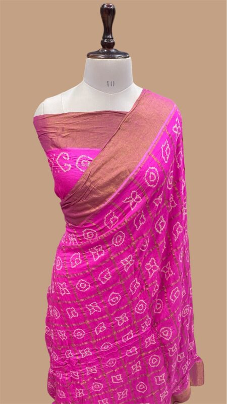 Pure moonga silk handloom banarasi bandhani saree