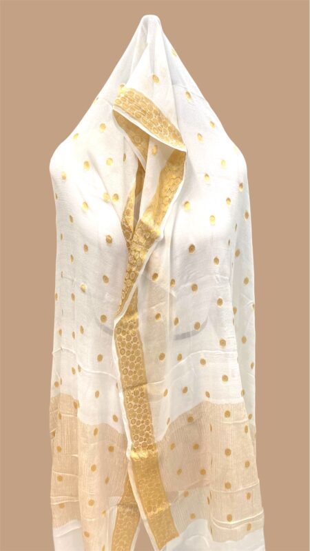 Pure khaddi georgette handloom banarasi dupatta