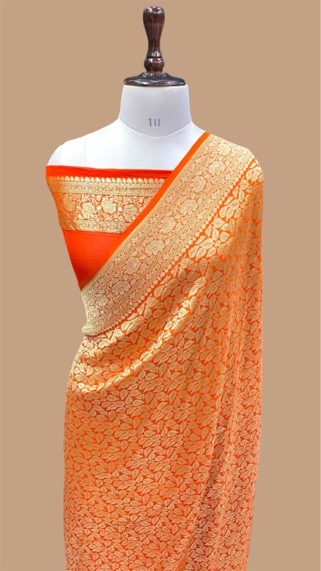 Pure khaddi georgette handloom banarasi saree