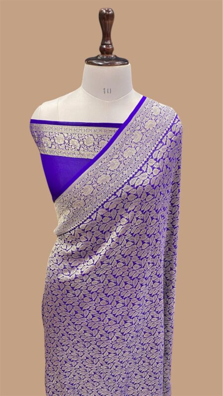 Pure khaddi georgette handloom banarasi saree