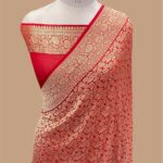 Pure khaddi georgette handloom banarasi saree