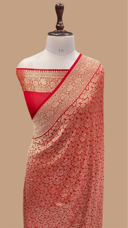 Pure khaddi georgette handloom banarasi saree
