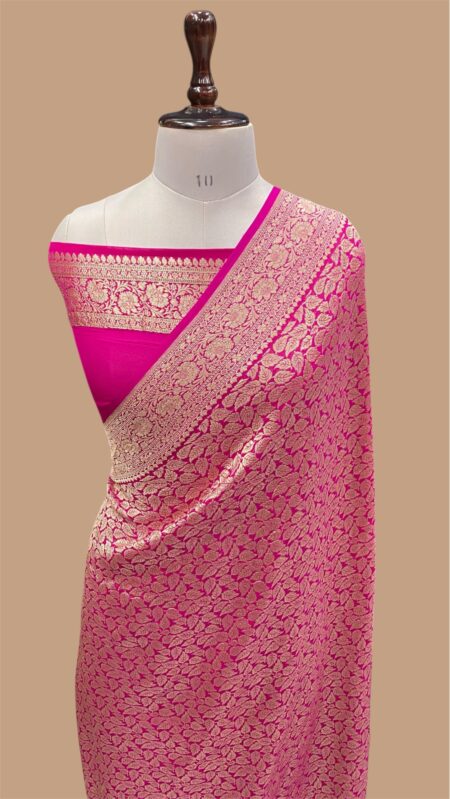 Pure khaddi georgette handloom banarasi saree
