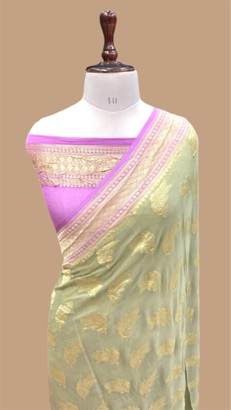 Pure Khadri georgette handloom banarasi saree