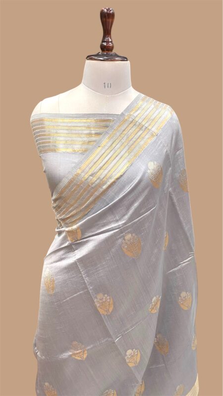 Pure chinya silk handloom banarasi kadhua saree
