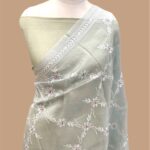 Pure kora silk handloom banarasi chikankaari saree