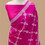 Pure kora handloom chikankaari banarasi saree