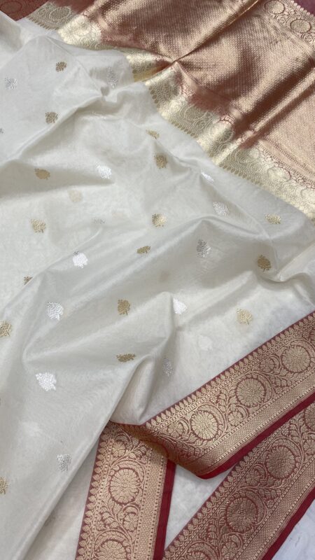 Pure kora handloom banarasi kadhua saree