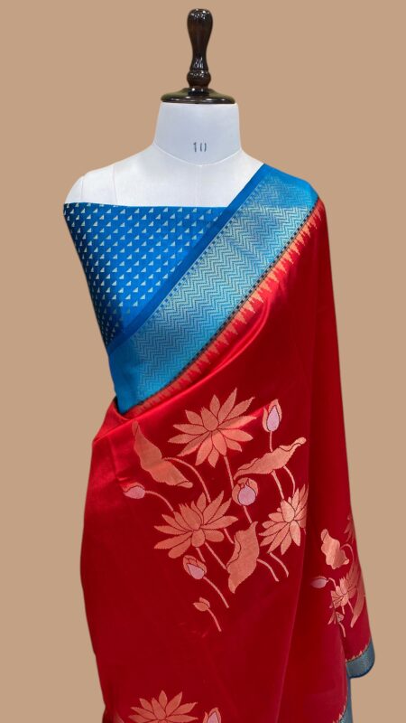 Pure mango silk handloom banarasi saree